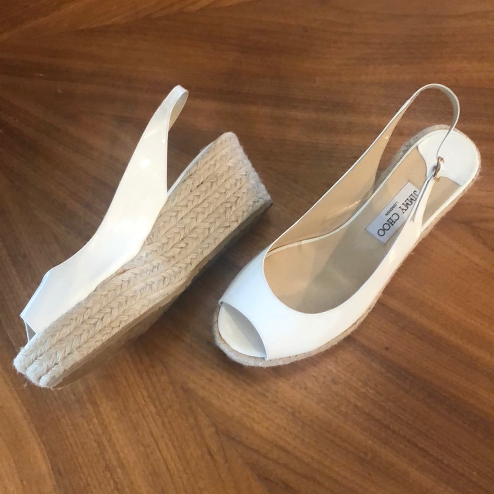 Jimmy Choo White Patent Leather Espadrille Size 40